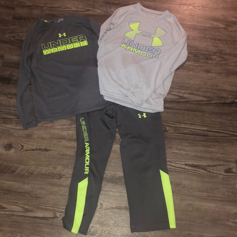 Boys under Armour 2 long sleeve shirts and 1 pant